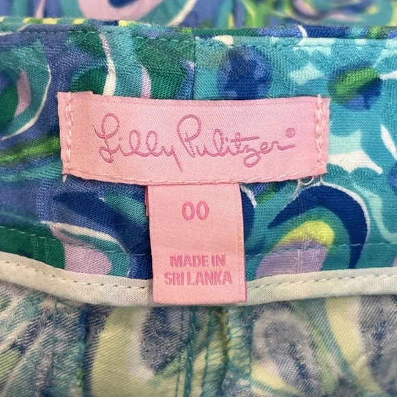 Lilly Pulitzer Women's Sea Blue Lilly's Lagoon Kelli Pants Skinny Leg Size 00 - Picture 6 of 8